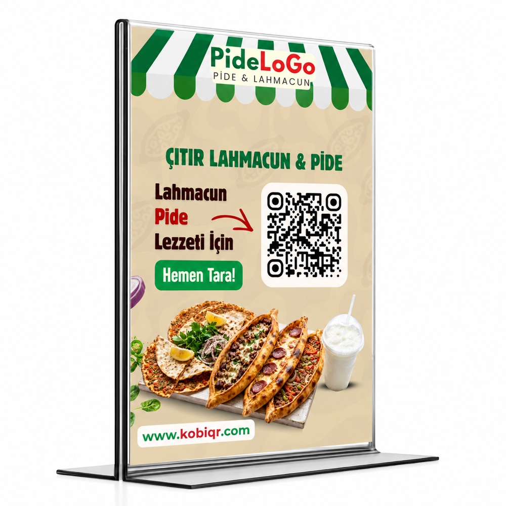 Lahmacun ve Pideciler İçin QR Kod Standı - T Tipi - Restoran